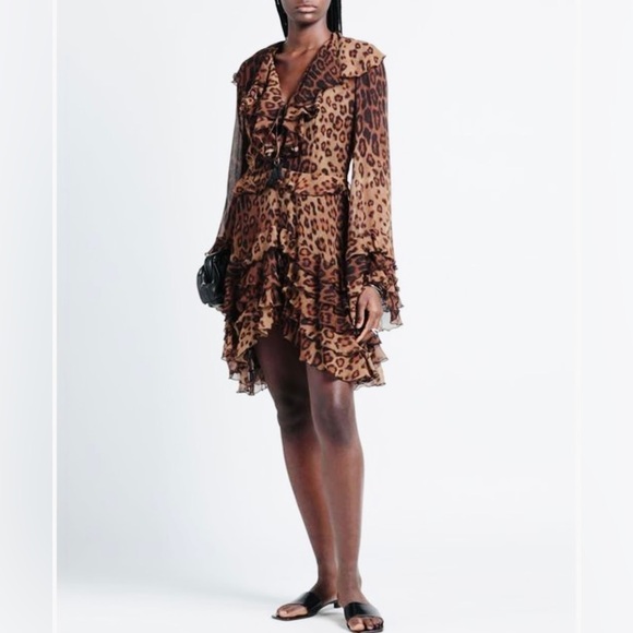 Etro brown leopard ruffle mini skirt NEW - Picture 2 of 5